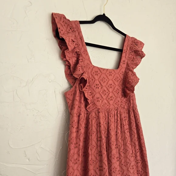 Ba&sh Eyelet Ruffle Rose Pink Dress - Picture 5 of 11